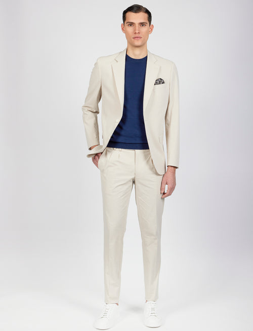 Pantalone in cotone goffrato con doppia pence_Luigi Fusaro