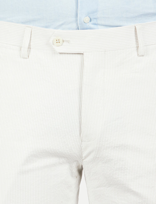 Pantaloni a righe in cotone goffrato_Luigi Fusaro