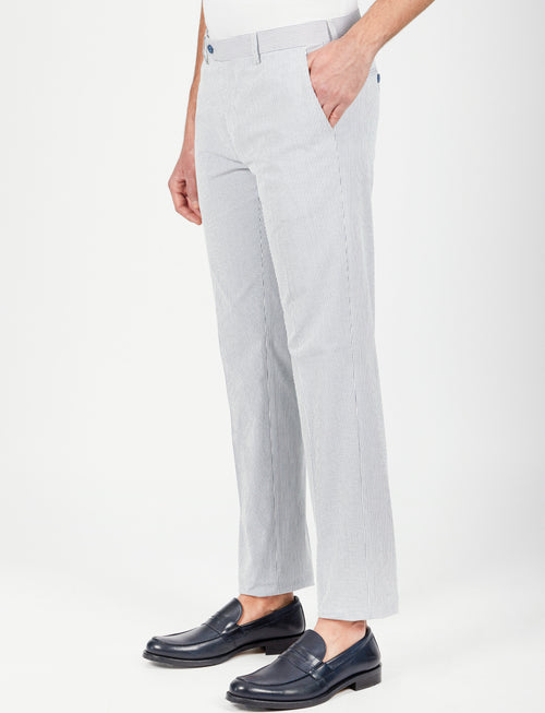 Pantaloni a righe in cotone goffrato_Luigi Fusaro