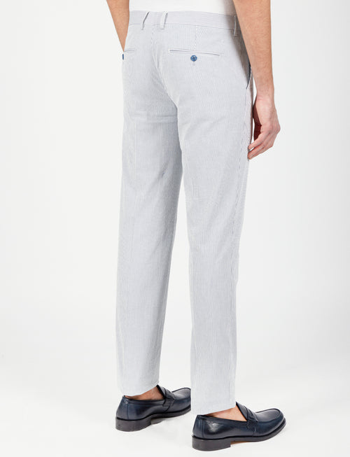 Pantaloni a righe in cotone goffrato_Luigi Fusaro