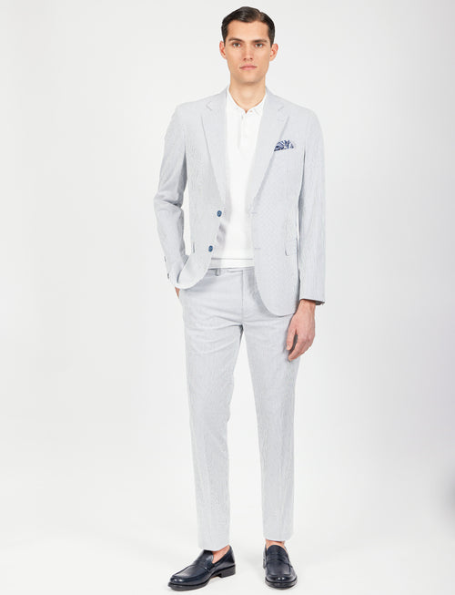 Pantaloni a righe in cotone goffrato_Luigi Fusaro