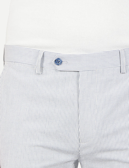 Pantaloni a righe in cotone goffrato_Luigi Fusaro