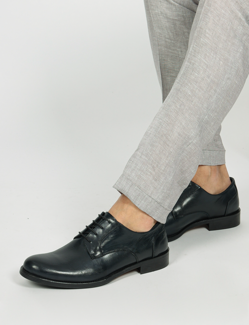 Pantaloni in lino melange con doppia pence |Colore:Perla