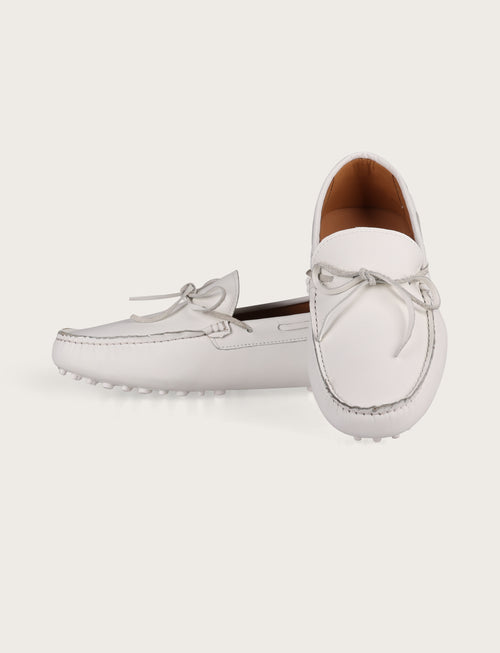 Mocassini in pelle modello driver|Colore:Bianco