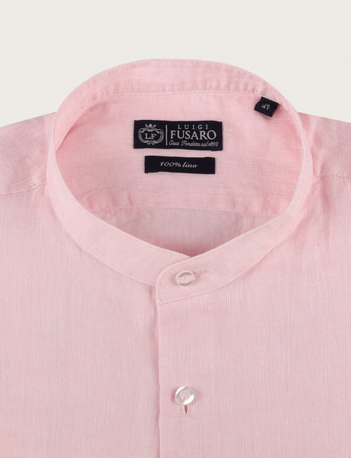 Camicia in lino con collo alla coreana_Luigi Fusaro