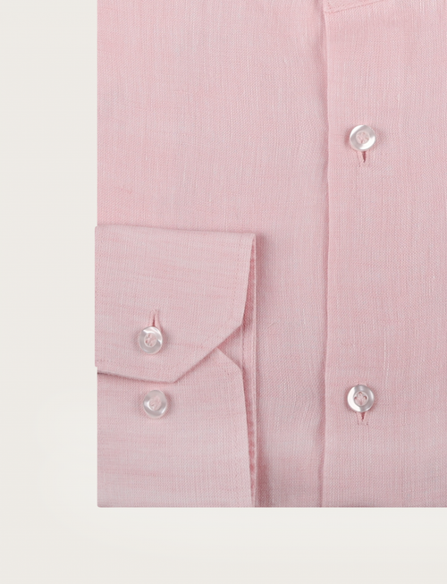 Camicia in lino con collo alla coreana_Luigi Fusaro