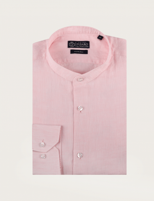 Camicia in lino con collo alla coreana luigi fusaro