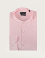 Camicia in lino con collo alla coreana_Luigi Fusaro