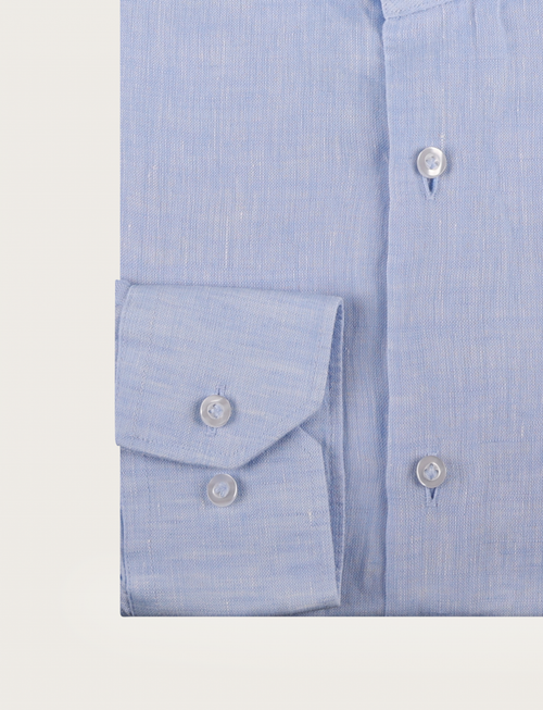 Camicia in lino con collo alla coreana luigi fusaro