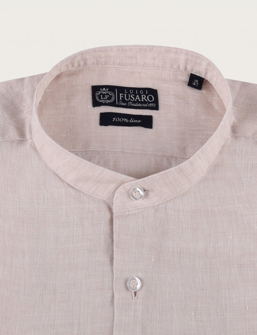 Camicia in lino con collo alla coreana_Luigi Fusaro