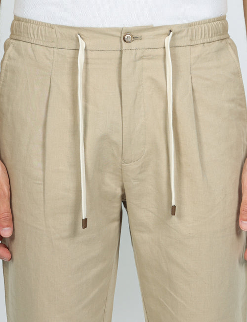 Pantalaccio in lino e cotone con cintura_Luigi Fusaro