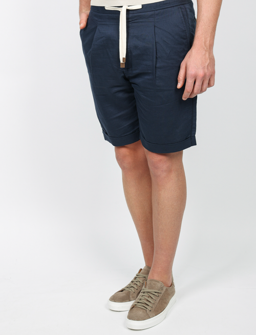 Bermuda in lino e cotone con cintura luigi fusaro