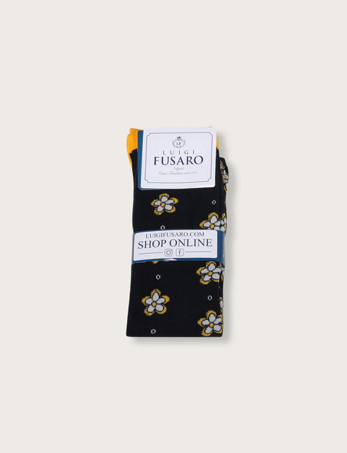 Calzini in cotone fantasia a fiori |Colore:Blu