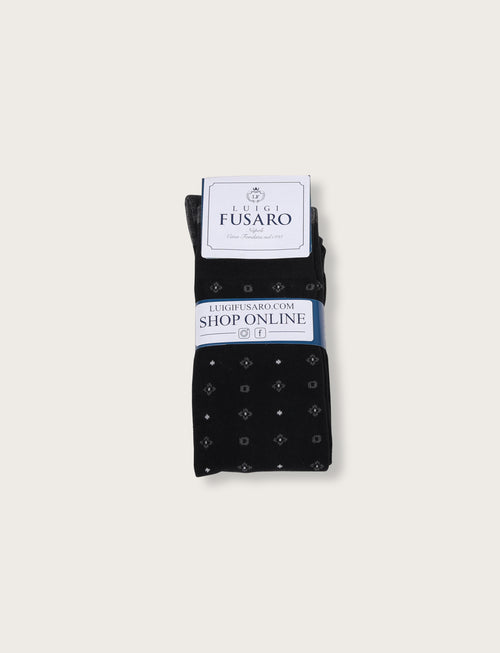 Calzini in cotone fantasia geometrica |Colore:Nero