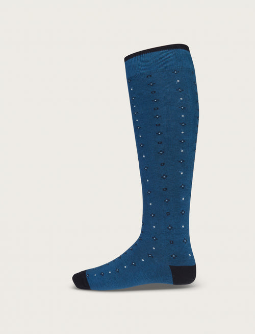 Calzini in cotone fantasia geometrica |Colore:Avio