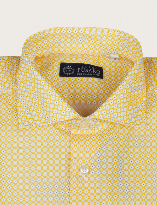 Camicia in cotone stretch fantasia micro fiori luigi fusaro