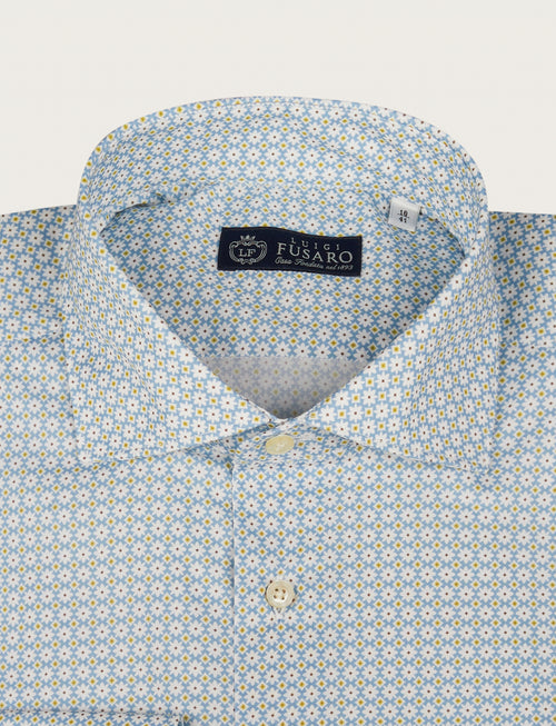 Camicia in cotone stretch fantasia micro fiori luigi fusaro