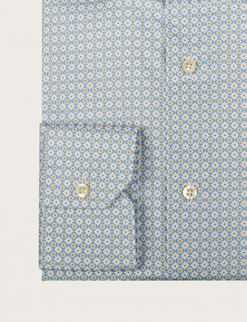 Camicia in cotone stretch fantasia micro fiori luigi fusaro