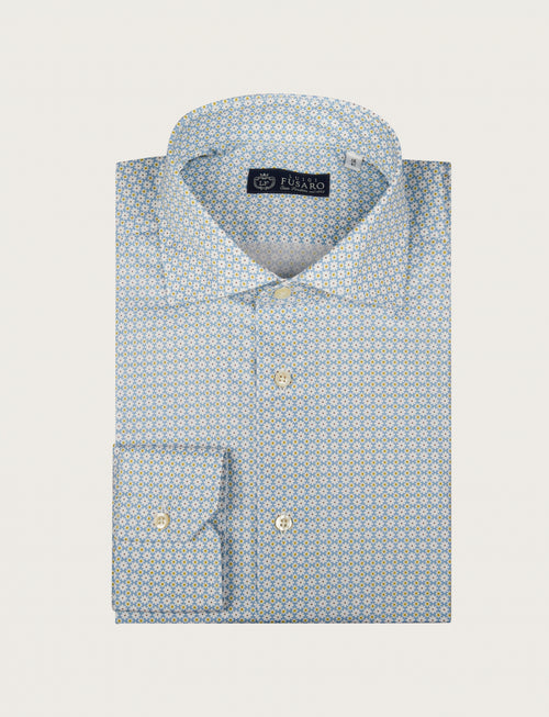 Camicia in cotone stretch fantasia micro fiori luigi fusaro