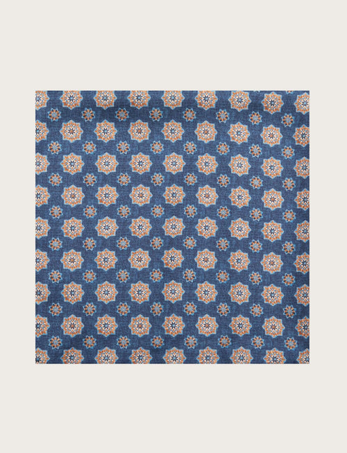 Foulard in seta floreale blu e arancio luigi fusaro
