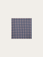 Pochette in seta blu con micro fantasia geometrica luigi fusaro