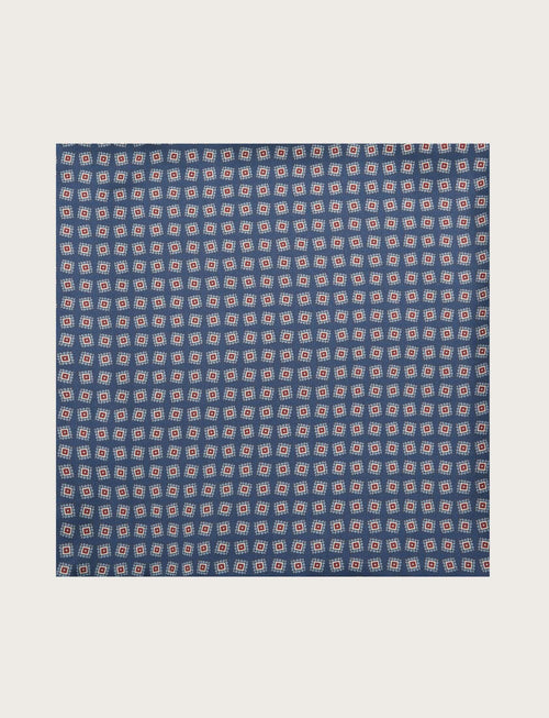 Foulard in seta blu con micro fantasia geometrica luigi fusaro