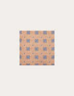Pochette in seta fango con fantasia geometrica blu luigi fusaro