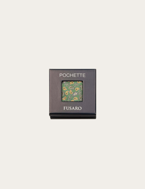 Pochette in seta verde fantasia cachemire luigi fusaro