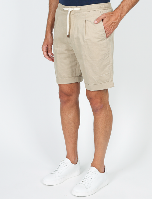 Bermuda in lino e cotone con cintura luigi fusaro