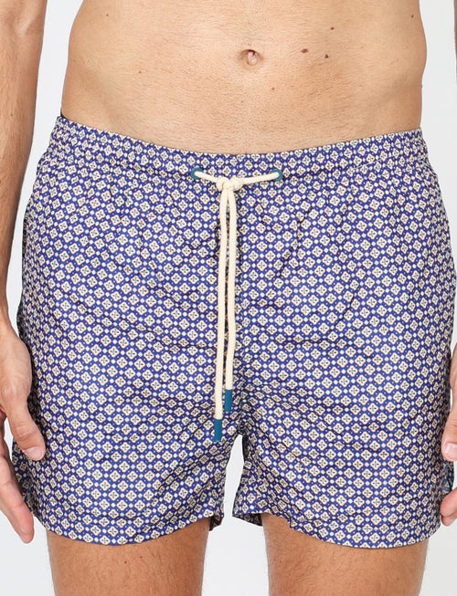 Costume da bagno fantasia micro geometrica blu luigi fusaro
