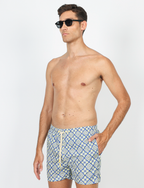Costume da bagno fantasia maiolica blu e gialla luigi fusaro