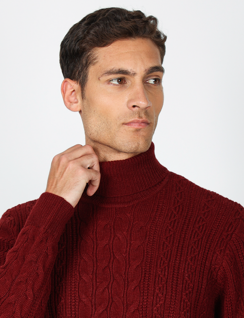 Maglia collo alto a trecce in misto lana |Colore:Bordo