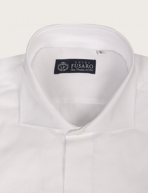 Camicia bianca in cotone fil à fil polso gemelli luigi fusaro