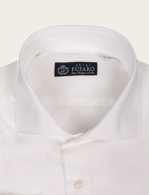 Camicia bianca in cotone con polsini per gemelli_Luigi Fusaro