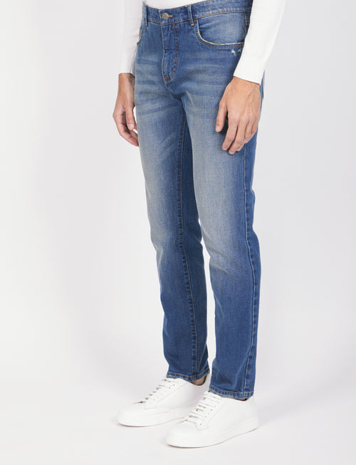 Jeans cinque tasche in denim |Colore:Lavaggio chiaro