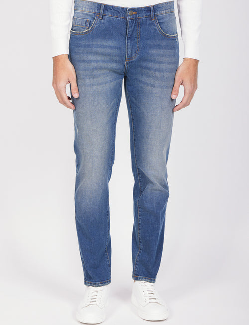 Jeans cinque tasche in denim |Colore:Lavaggio chiaro