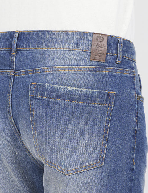 Jeans cinque tasche in denim |Colore:Lavaggio chiaro