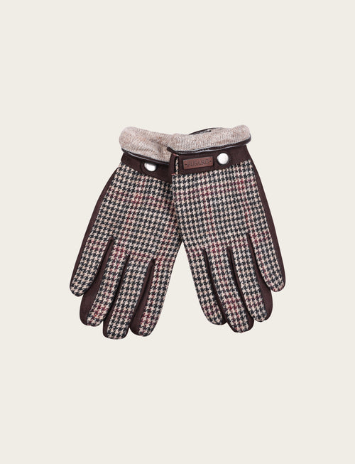Guanti in pied de poule |Colore:Cammello