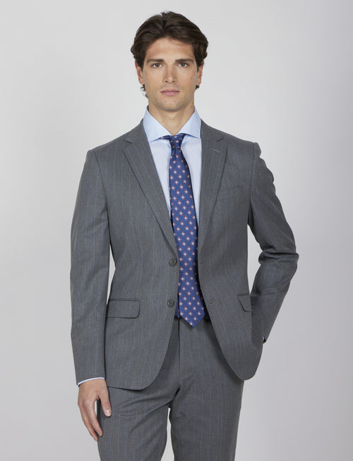 Abito classico gessato Drop 7|Colore:Grigio