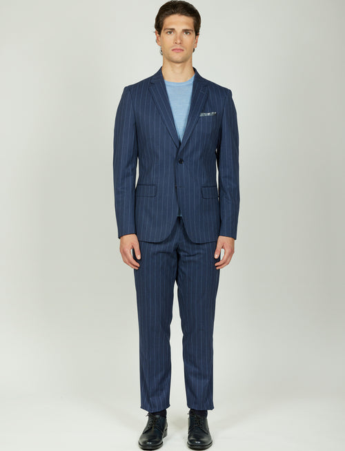 Abito classico gessato Drop 7|Colore:Blu