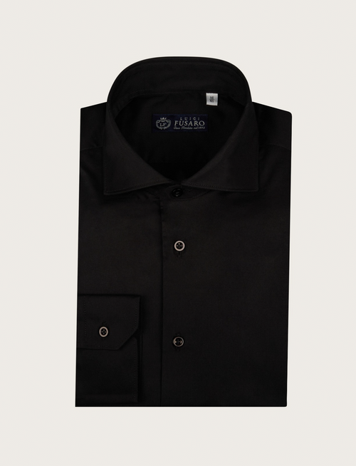Camicia tinta unita in cotone stretch luigi fusaro