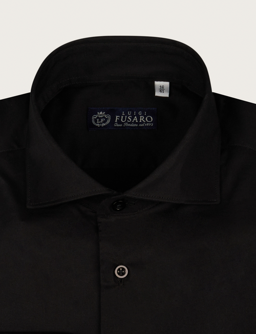Camicia tinta unita in cotone stretch luigi fusaro