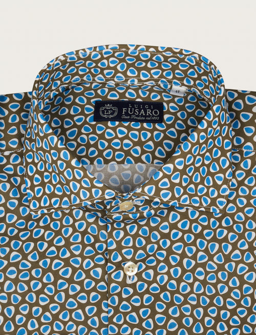 Camicia in cotone stretch fantasia geometrica luigi fusaro