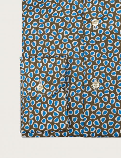 Camicia in cotone stretch fantasia geometrica luigi fusaro