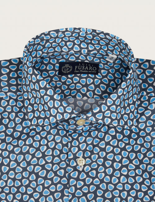 Camicia in cotone stretch fantasia geometrica luigi fusaro