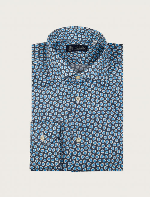 Camicia in cotone stretch fantasia geometrica luigi fusaro