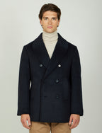 Cappotto doppiopetto in lana misto |Colore:Blu