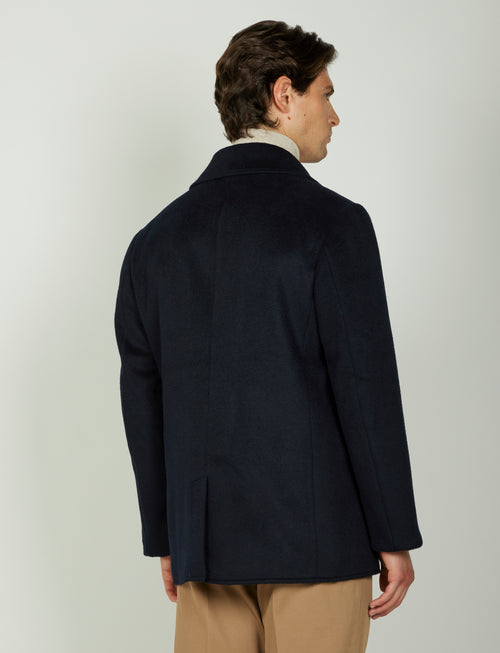 Cappotto doppiopetto in lana misto |Colore:Blu