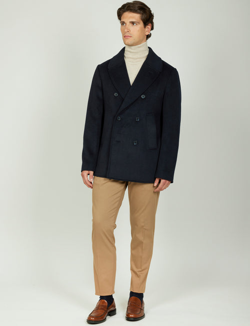 Cappotto doppiopetto in lana misto |Colore:Blu