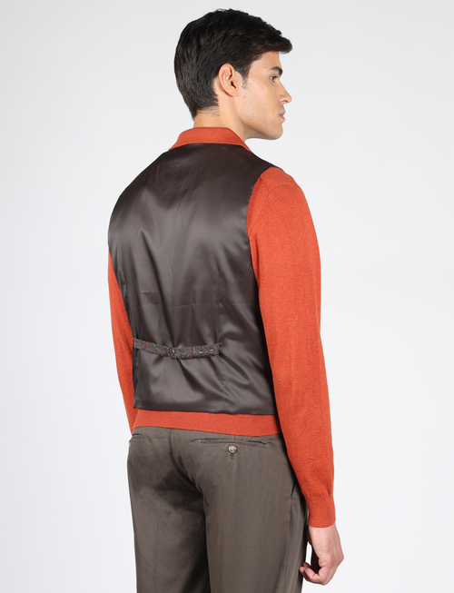 Gilet doppiopetto a quadri marrone|Colore:Moro
